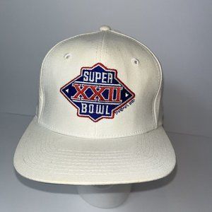 Vintage 1987 Super Bowl XXII White Snapback Hat READ